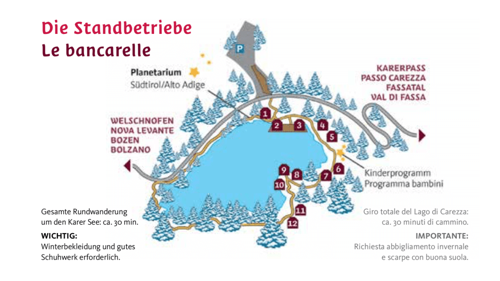 Weihnachtszauber am Karer See Kinder Weihnachtsmarkt Laternenumzug um den Karer See