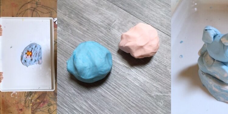 glutenfreie knete selber machen duftender slime für kinder diy elternblog suedtirol ideen kälte schlechter wetter idee regen indoor kinder beschäftigen Knete Kinder basteln bei Regen DIY Knete Slime Elsa Schlümpfe Knete basteln selbermachen