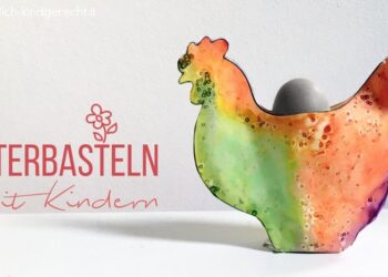Osterbasteln mit Kindern Osterkörbchen für die Kindergartentante