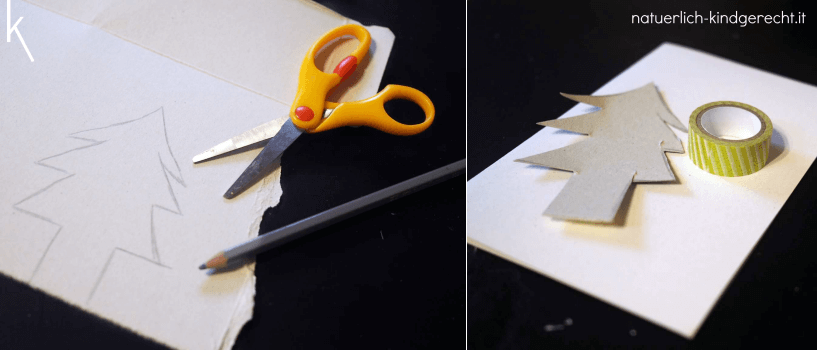 Weihnachtskarte malen mit Kleinkind basteln für Weihnachten