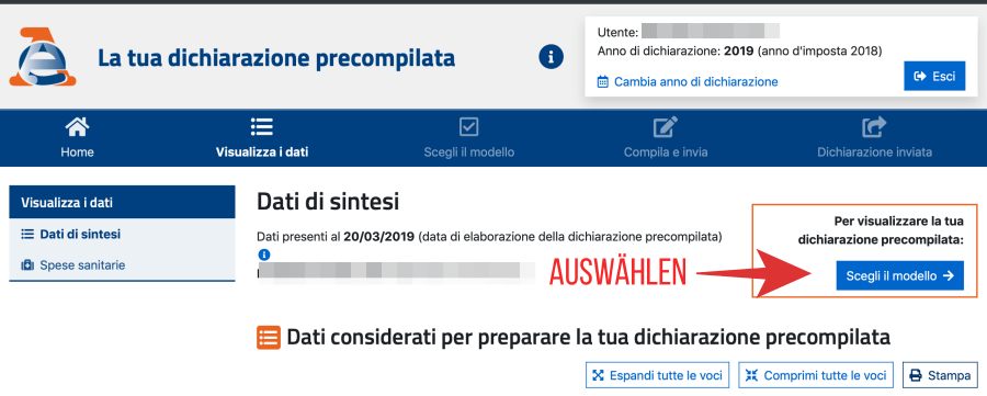 DICHIARAZIONE PRECOMPILATA AGENZIA ENTRATE