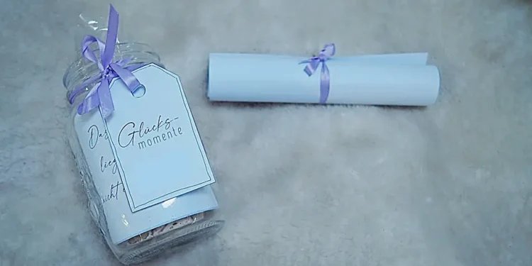 Ein Foto vom Glücksglas vor dem Verschenken