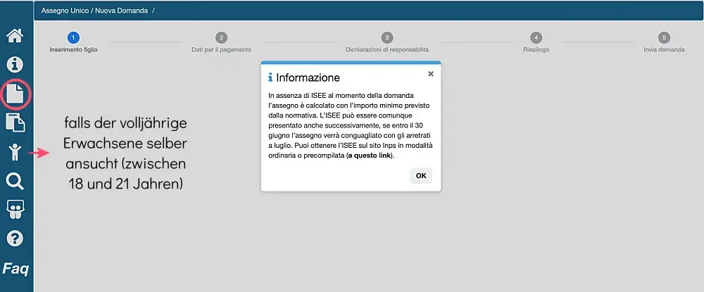 Anleitung Antrag einheitliches Familiengeld Italien