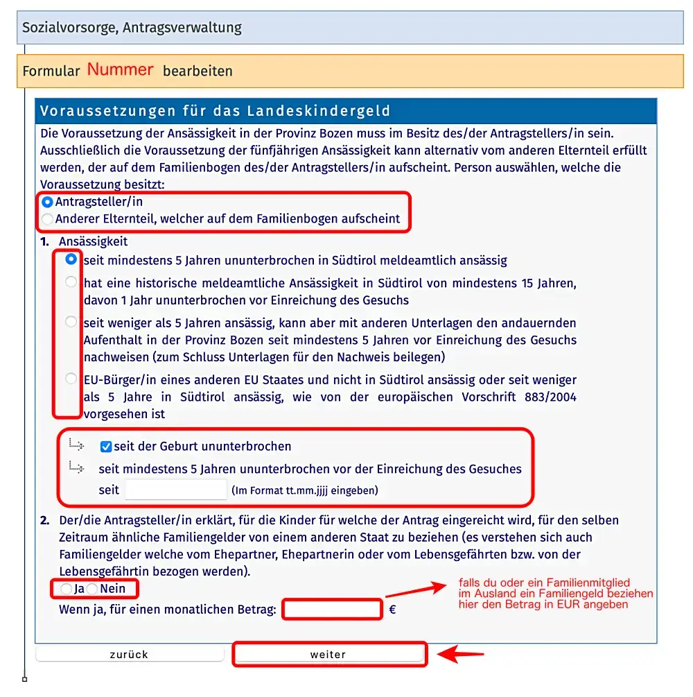 Ansuchen Landeskindergeld Südtirol Anleitung