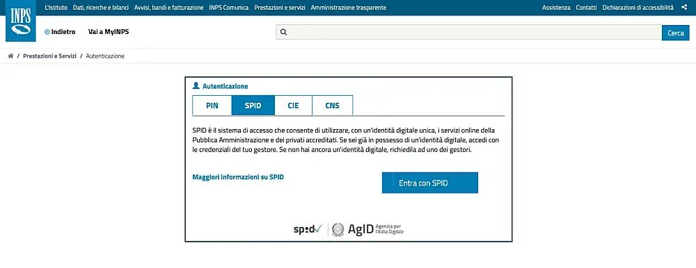 Anträge INPS NISF mit SPID CIE oder CNS