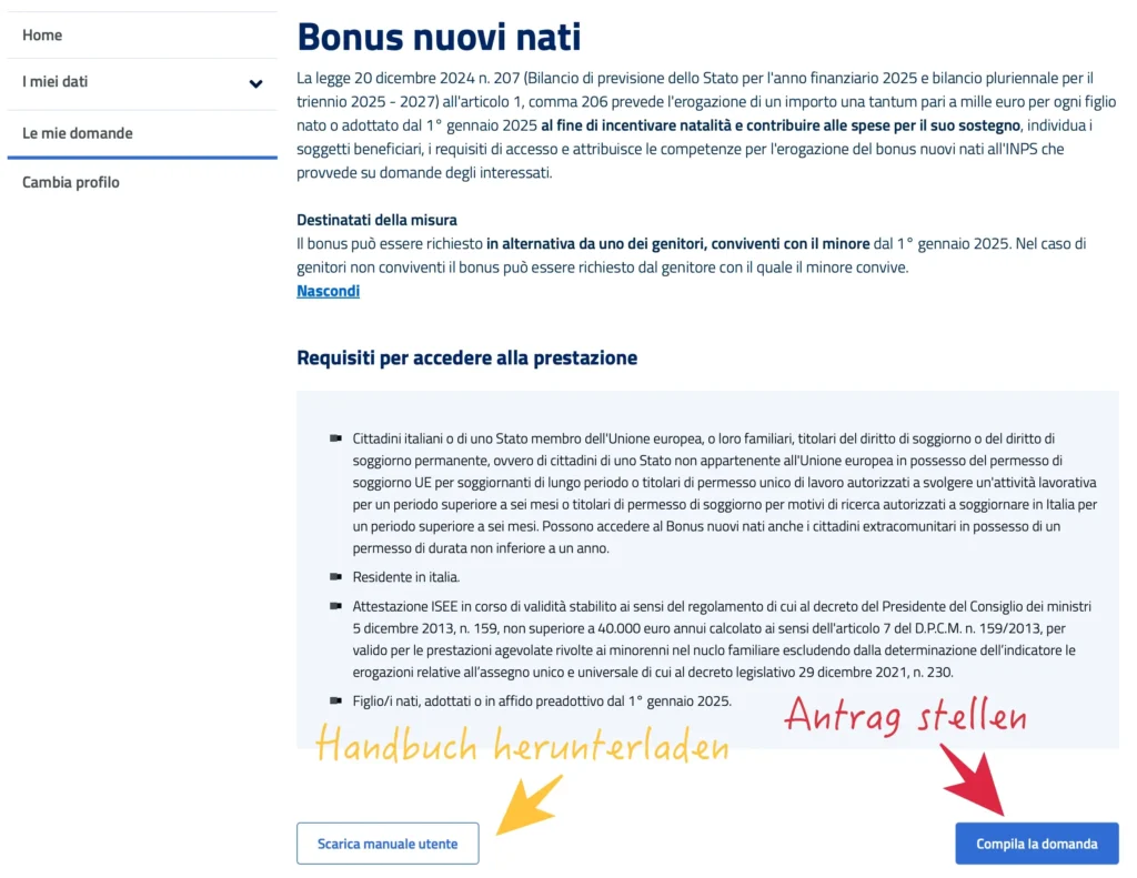 Wie beantrage ich den Babybonus 2025 in Italien Südtirol